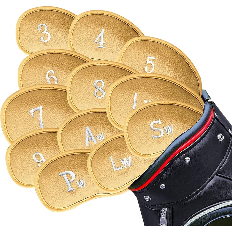 Golf Iron Head Covers Numbers Synthetic Leather Headcover Deluxe Value