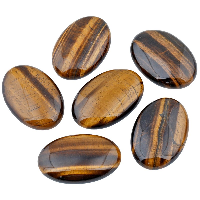 mookaitedecor 2pcs 6cm Natural Tiger's Eye Worry Stones, Large Palm