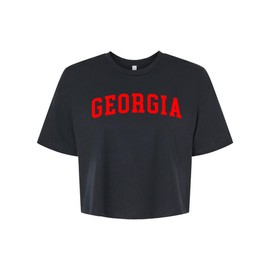 Trenz Shirt Company UGA Womens Georgia Football Varsity Georgia Womens Fit Jersey Crop Tee-Black-Small