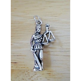 Wholesale Charms Sterling Silver 3D 25x13mm Lady Justice Scales Law Lawyer Charm