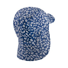 Sterntaler Peaked Cap with Neck Protection Flower for Girls – Children's Hat with UV Protection 30 – Sun Cap Children Made of Cotton, blue