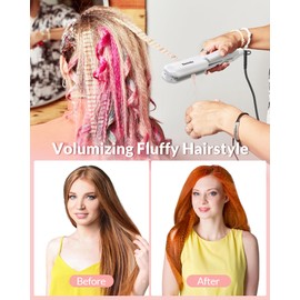 Hair Crimper for Women, Dmriektu Crimping Iron for Volumizing Fluffy Hairstyle, Crimper Hair Iron with Ceramic Hair Styling Tools for Women Girls Adjust Temp Dual Voltage Auto Off