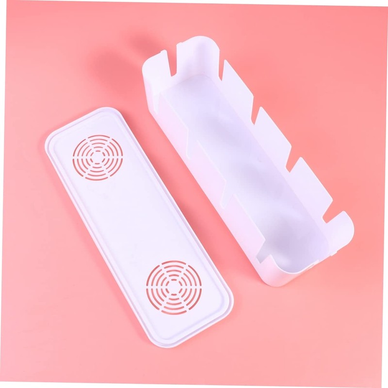 Angoily Space-Saving Power Strip Storage Box White Cord Organizer for