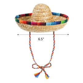 Frcctre 12 Pack Small Sombrero Hats, 6.5 Inch Natural Mexican Straw Hats Sombrero Party Hats Cinco de Mayo Carnival Birthday Party Favors Hats Dolls Pets Themed Party Decoration Supplies