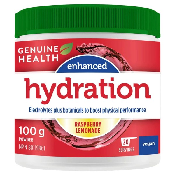 Genuine Health Enhanced Hydration, Electrolytes and Botanicals, 100g, Raspberry Lemonade