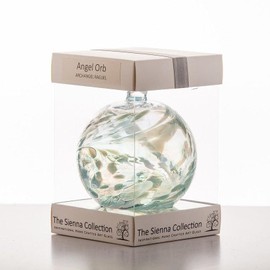 Sienna Glass Angel Orb Archangel Raguel, Aquamarine