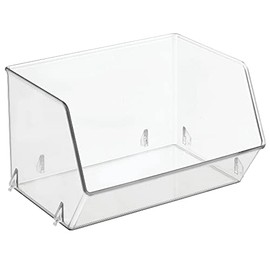 mDesign Plastic Open Front Food Storage Bin for Kitchen Cabinet, Pantry, Shelf, Fridge/Freezer - Organizer for Fruit, Potatoes, Onions, Drinks, Snacks, Pasta - 8 Pack - Clear