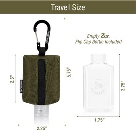 Travel Size Bottle Case, Hand Sanitizer Holder Carrier Bag - Portable Mini Waist Bag for Liquid Storage - Clip On Belt Loop, Backpack and Purse - Includes Empty Flip Cap 2 oz. Reusable Bottle