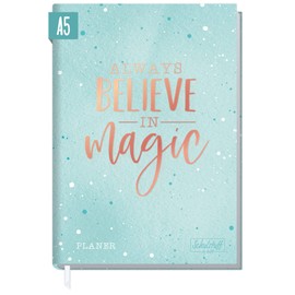 Schulstuff Student Planner A5 without Date Binding [Believe in Magic] Student Calendar with Weekly Calendar 1 Week on 2 Pages for Leisure, Appointments and School Sustainable and Climate Friendly