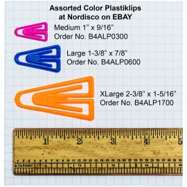 Plastiklips Assorted Colors LP-1700, Extra Large 2-3/8 x 1-5/16", Box of 50