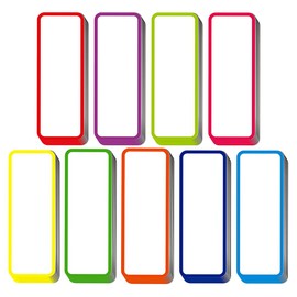 54pcs Magnetic Dry Erase Labels, Reusable Name Tags Magnets for Students Classroom, 9 Color Magnetic Name Plate for Whiteboard Refrigerator Shelving School Bus 3.2"x1.2" Each-Color Border