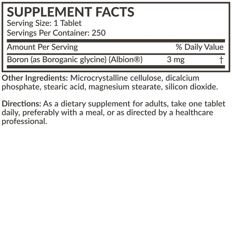 Futurebiotics Boron 3mg, Vegetarian, Non-GMO, Chelated for Absorption, 250 Tablets