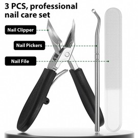 Nagelknipser, Nagelschere Fussnägel mit Feile und Nagelpick, Schräge Nagelzwicker mit Breite Öffnung, Heavy Duty Nail Clipper für Eingewachsene Nägel und Dicke Nägel