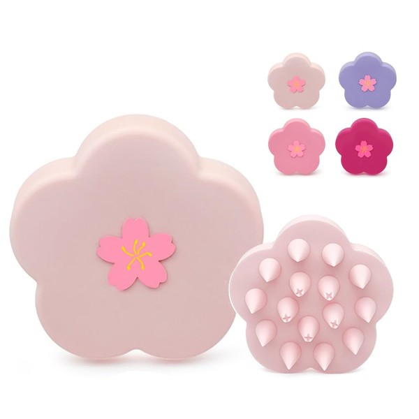 桜花デザイン スカルプケアブラシ 頭皮マッサージ器 和の趣 ポータブル 簡単操作 旅行用 家庭用 頭皮洗浄 ストレス解消