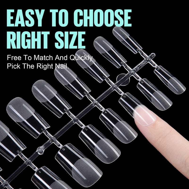 TOMICCA Nail Tips, Pack of 240 Full Cover Soft Gel