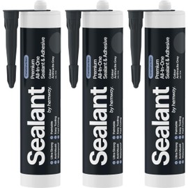 Hemway - Construction All-in-One Hybrid Polymer Sealant & Adhesive - Anthracite Grey | Waterproof & Paintable | 300 ml (3 Pack)