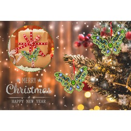 D24TIME Butterfly Christmas Ornaments 2024 Green Butterfly Ornaments Christmas Tree Decorations Keepsake Gifts for Women Monarch Butterfly Decorative Hanging Ornaments for Girls Sister Mom Grandma