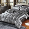 Bedding_Dreamer Silk Like Grey Comforter Set with Sheet Sets Queen