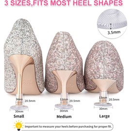 Heel Stoppers for Grass - 42 Pairs 3 Sizes High Heel Protectors for Women Wedding Shoes Clear Grass High Heel Protectors for Walking on Grass and Uneven Ground - S, M, L
