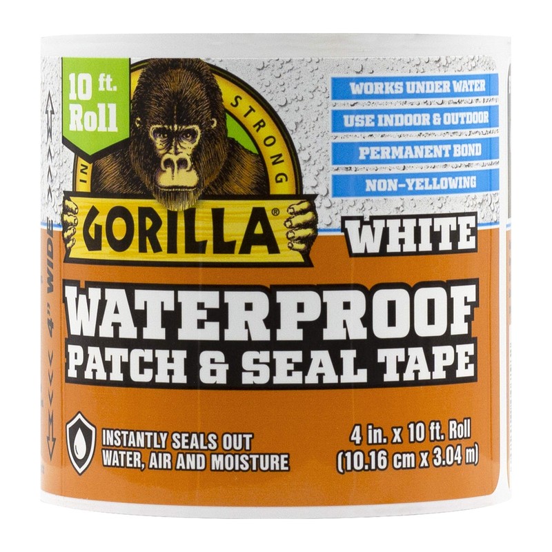Gorilla Waterproof Patch & Seal Tape, White Tape, 4" x