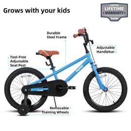 JOYSTAR 18 Inch Kids Bike for Age 5-8 Girls Boys Bikes 5 6 7 8 9 Years Old Unisex BMX Style Children Bicycles with Kickstand Birthday Gift Blue