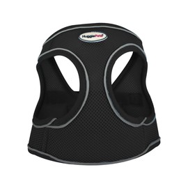HugglePets Air Mesh Step In Dog Harness - Black (Extra Small - 30-37cm) Strong & Secure Lightweight & Breathable Harness for Small Dogs with Reflective Lining.
