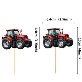 Blumomon 24Pcs Tractor Cupcake Toppers Farmer Theme Cupcake Decoration Picks Father Birthday Baby Shower Tractor Theme Party Decorations Supplies