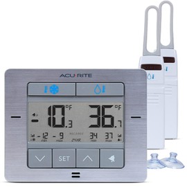 AcuRite - Termómetro digital inalámbrico para nevera y congelador con alarma, temperatura máxima/mínima para el hogar y restaurantes (00515M) 4.25 x 3.75 pulgadas