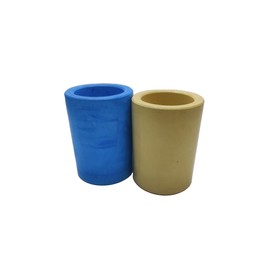 mysangouzi Set of two round pencil holders: blue and yellow, made from concrete