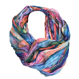JameStyle26 Colour gradient silk summer loop gradient rainbow silk plain round scarf tube scarf stole scarf light - blue