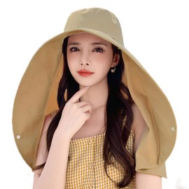 Giselle Sun Protection Hat, Full Blackout, UV Protection, UV Protection, Wide Brim, Cooling Sensation, Breathable, Small Facial Effect, UPF 50+, Outdoor, Lightweight, Summer, Women's, beige