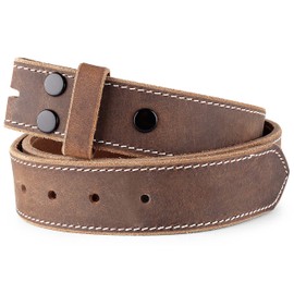 F&L CLASSIC Men's Belt Genuine full Grain Buffalo leather Vintage Distressed,Snap on Strap belts for men, 1 1/2" Wide, Made in USA,buffalo hunter w/white stitching,1288-02, size 34