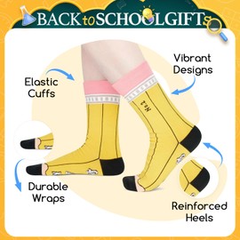 HAPPYPOP Gifts for Writers - Funny Writing Socks Author Gifts for Writes, Stocking Stuffers for Teen Boys Girls, Pencil Socks for Men Women