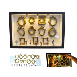 DIY Mini Museum Kit, Lighted Museum of Us Shadow Box with 11 Gold Frames