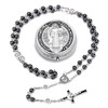 SZQCZB Saint Benedict Hematite Black Rosary Beads Catholic Cross Necklaces