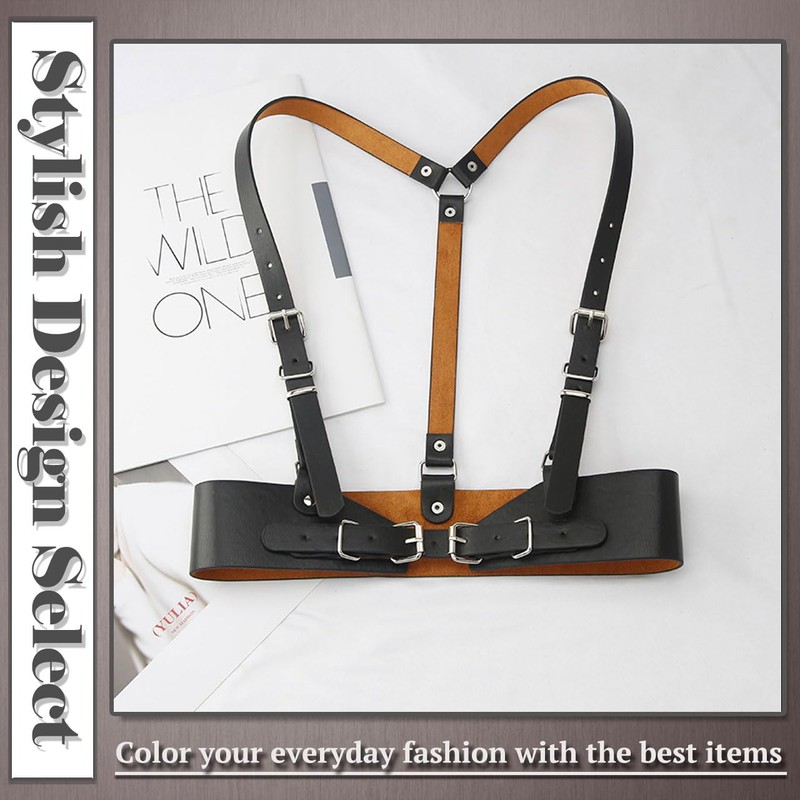 One Limitation BP305 Women's Suspender Leather Fashion Harness Silver Buckle