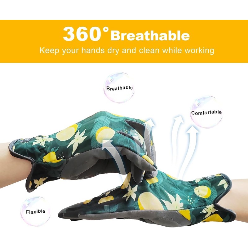 KDK Gardening Gloves for Women, Flexible Breathable Garden Gloves, Leather