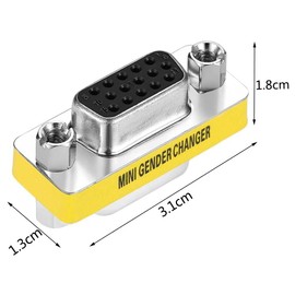 LuoQiuFa 2-Pack VGA SVGA HD15 Female to Female Mini Gender Changer Coupler Cable Adapter