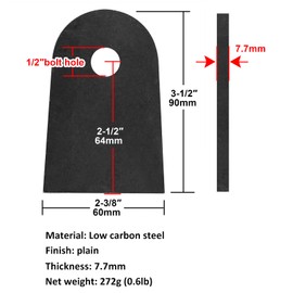 Fanmao 6 Pcs Heavy Duty Weld On Tabs, 3-1/2" Height, 2-3/8" Wide, 1/2"Hole, Flat Bottom Shock Tabs, 5/16"Thick