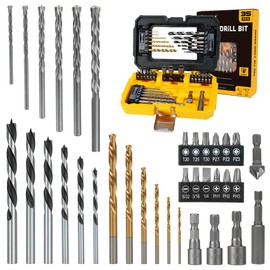 TOLESA 35pcs Drill Bit Set, Titanium Coated, HSS Twist Driver Bit Set