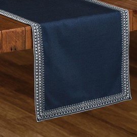 Superion Woven Table Runner 14x90 Blue - 100% Polyester Boho Centerpiece for Kitchen Dining Holiday Party Everyday Décor, Spring, Decor- Farmhouse Rustic Modern Home Decorations