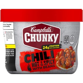 Campbell's Chunky Hot & Spicy Chili with Beans Microwavable Bowl, 15.25 oz. (Pack of 8)