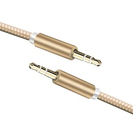 Headphone Aux Cable Audio Lead 3.5mm Jack to Jack Stereo PC Car Male- Male to Male Aux Cord, Stereo Headphone Jack Lead for Car, PC, Smartphone, Tablet -Black Aux Cable (Gold)