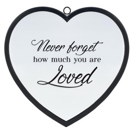 Dicksons Elanze Designs Never Forget How Much You are Loved Heart Shaped Black 12 x 12 Metal and Glass Wall Mounted Mirror
