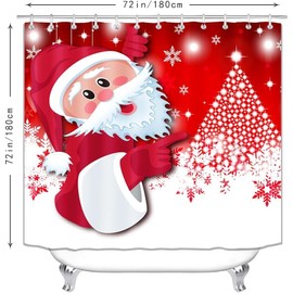 CJWLKJ Merry Christmas Shower Curtains for Bathroom 72 x 72 Red Santa Claus Tree Winter Snow Snowflake Rustic Retro Farmhouse Bathroom Decor
