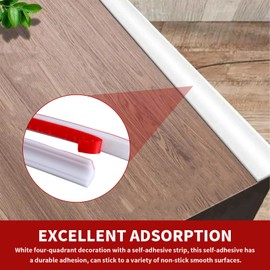 XdealCozyxc 12M TPE Flexible Quadrant Skirting Board Moulding Trim, Ceiling Coving, Beading for Laminate Flooring (White, 12 mm x 9 mm)
