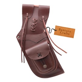 Bantoro Crafts Brown Leather Traditional Leather Right Side Waist Archery Quiver Arrows Holder Waist/Hip Hanging Shooting Hunting Shoulder Belt Bag bow