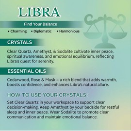 Aluminate Life Luxury Glass Jar Candle, Libra Zodiac Sign, 8.8 oz - Crystal Infused - Scents of Marine, Rose, Cedar & Soft Musk - USA Made, Coconut-Soy Wax, Essential Oils, Dr. Developed