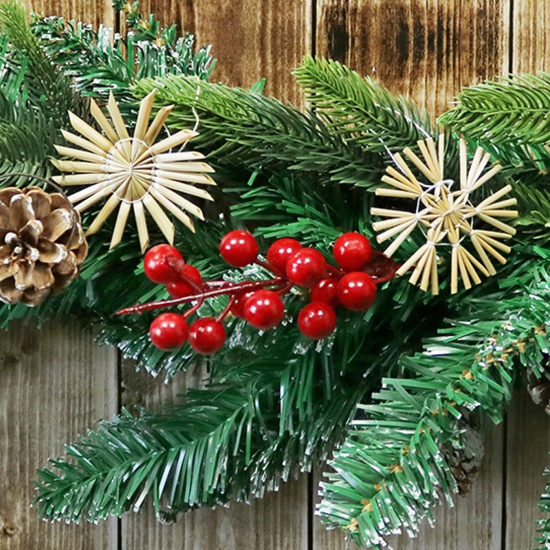 com-four® 48-piece straw stars set, Ø 6 cm, Christmas tree