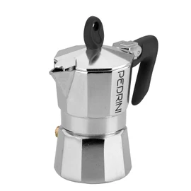 PEDRINI Kaffeemaschine, Moka für Espresso, Aluminiumlegierung EN 601, italienisches Design (Schwarz, 2 tasse)